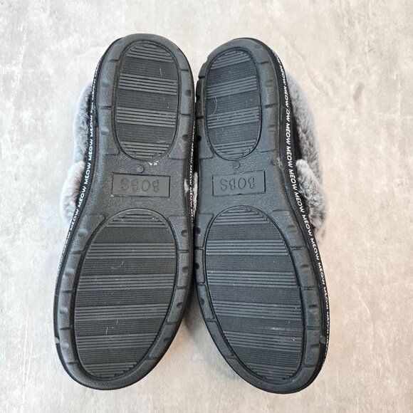 Bobs Cat Slippers Womens Size 8 Black Kitty Comfort Slip On Fur lined House Shoe - Picture 7 of 13